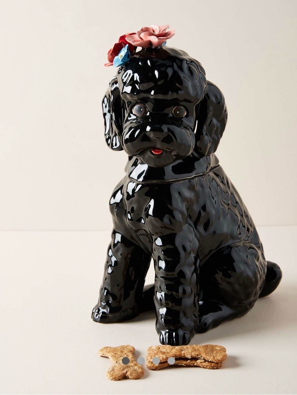 Rare Anthropologie Dapper Dog Cookie Jar Black Poodle
